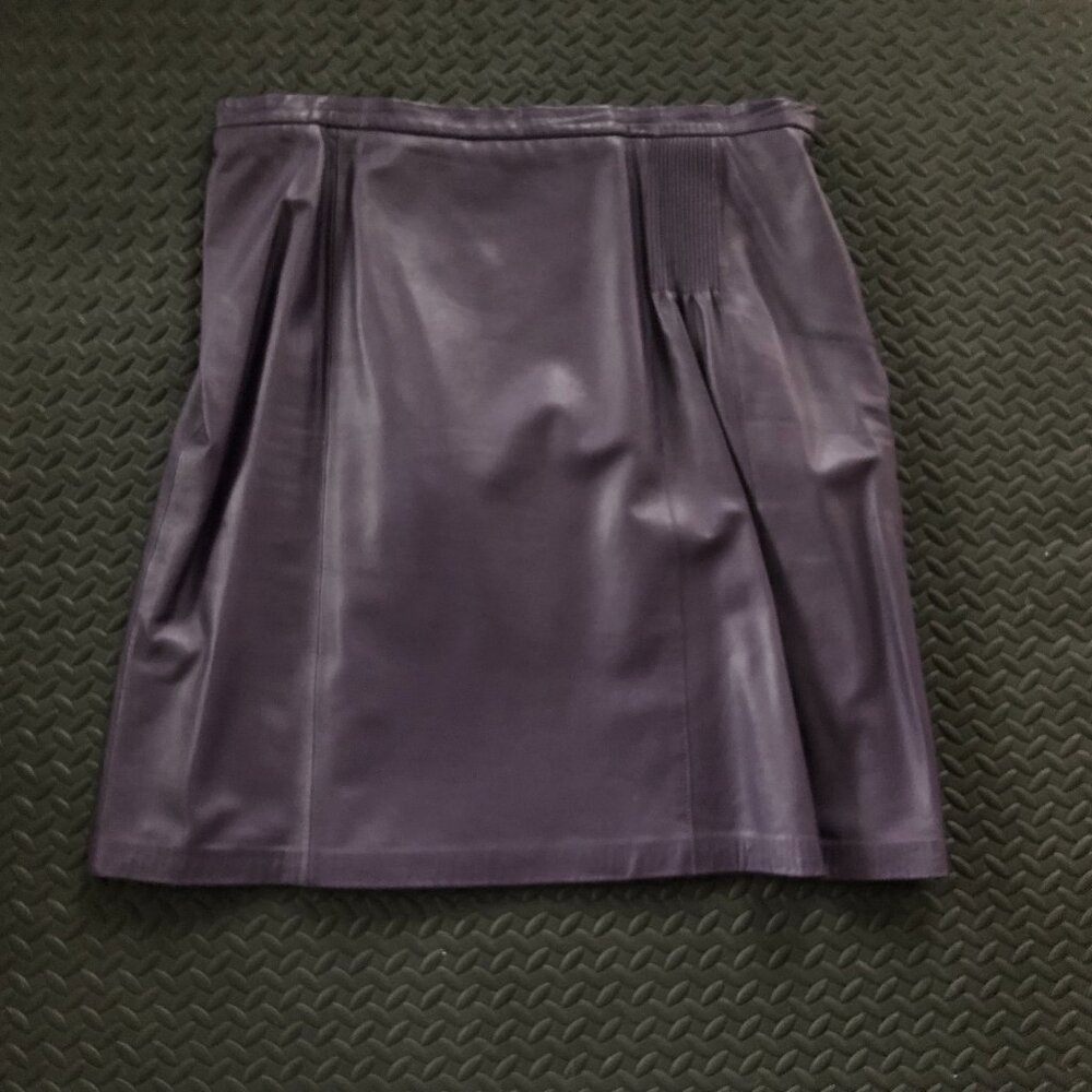 Terry Lewis Classic Luxuries Purple Faux Leather Midi Skirt